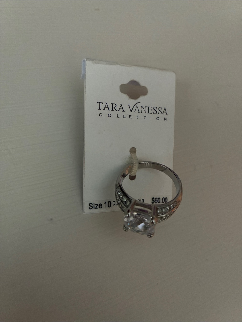 Tara Vanessa Silver-Tone Clear Crystal Ring